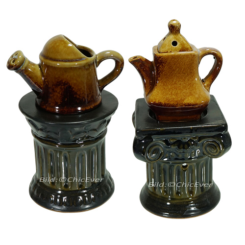 2x Duftlampen Keramik Aromalampen Duftstövchen braun 4177c - zum Schließen ins Bild klicken